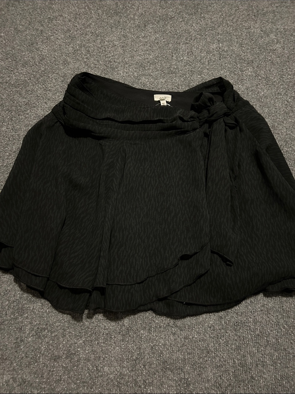 aerie Black Tiered Wrap Skirt with Tie Waist